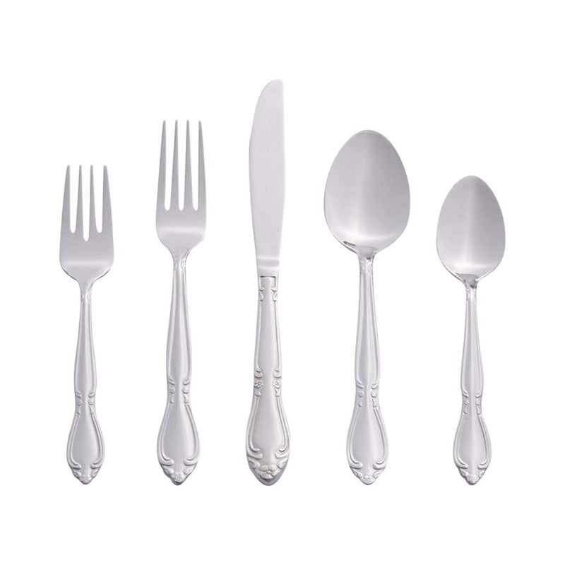 RiverRidge Rose Flatware Set 46 Piece Silverware - Elegant Utensils Set with Serving Pieces, Heavy Gauge Stainless Steel, Mirror Finish - Dishwasher Safe Cutlery for Daily Use & Special Occasions - Image 4